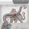 Dancing Octopus Pink On White Art Bath Mat Home Decor