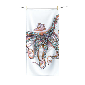 Dancing Octopus Pink On White Art Polycotton Towel 36 × 72 Home Decor
