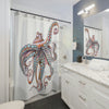 Dancing Octopus Pink On White Art Shower Curtain Home Decor
