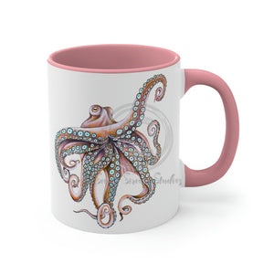 Dancing Octopus Pink Teal Art Accent Coffee Mug 11Oz /