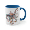 Dancing Octopus Pink Teal Art Accent Coffee Mug 11Oz