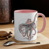 Dancing Octopus Pink Teal Art Accent Coffee Mug 11Oz