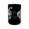 Dancing Octopus Pink Teal Art Black Mug 15Oz
