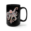 Dancing Octopus Pink Teal Art Black Mug 15Oz
