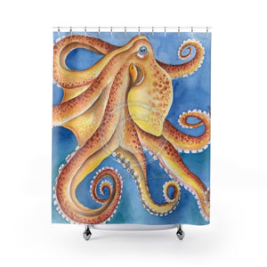 Dancing Octopus Red Brown Watercolor Art Shower Curtains 71 X 74 Home Decor