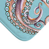 Dancing Octopus Teal Blue Art Bath Mat Home Decor