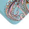 Dancing Octopus Teal Blue Art Bath Mat Home Decor