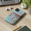Dancing Octopus Teal Blue Art Mate Tough Phone Cases Case