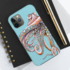 Dancing Octopus Teal Blue Art Mate Tough Phone Cases Case