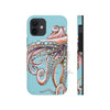 Dancing Octopus Teal Blue Art Mate Tough Phone Cases Iphone 12 Mini Case