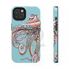 Dancing Octopus Teal Blue Art Mate Tough Phone Cases Iphone 14 Case