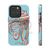 Dancing Octopus Teal Blue Art Mate Tough Phone Cases Iphone 14 Pro Case