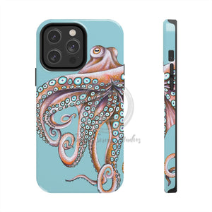 Dancing Octopus Teal Blue Art Mate Tough Phone Cases Iphone 14 Pro Max Case