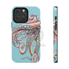 Dancing Octopus Teal Blue Art Mate Tough Phone Cases Iphone 14 Pro Max Case