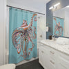 Dancing Octopus Teal Blue Art Shower Curtain Home Decor