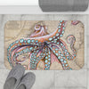 Dancing Octopus Vintage Map Art Bath Mat Home Decor