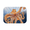 Dancing Octopus With Bubbles Blue Art Bath Mat 24 × 17 Home Decor