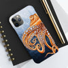 Dancing Octopus With Bubbles Blue Art Mate Tough Phone Cases Case