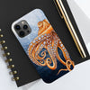 Dancing Octopus With Bubbles Blue Art Mate Tough Phone Cases Case