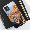 Dancing Octopus With Bubbles Blue Art Mate Tough Phone Cases Case