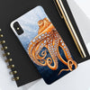 Dancing Octopus With Bubbles Blue Art Mate Tough Phone Cases Case