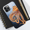 Dancing Octopus With Bubbles Blue Art Mate Tough Phone Cases Case