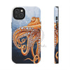 Dancing Octopus With Bubbles Blue Art Mate Tough Phone Cases Iphone 14 Plus Case