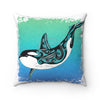 Dancing Orca Tribal Doodle Ink Square Pillow Home Decor