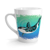 Dancing Orca Whale Tribal Teal Watercolor Ink Latte Mug 12Oz Mug