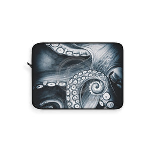 Dark Blue Octopus Kraken Tentacles Watercolor Art Laptop Sleeve 15