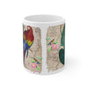 Tropical Exotic Parrot Floral Map Art Mug 11oz