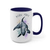 Born Free Orca Whale Color Splash Art Two-Tone Coffee Mugs, 15oz