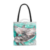 Dolphins Family Teal Vintage Map Tote Bag Bags