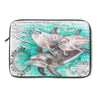 Dolphins Family Teal Watercolor Vintage Map Laptop Sleeve 13