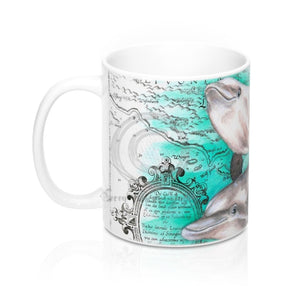 Dolphins Vintage Map Watercolor Ink Art Mug 11Oz