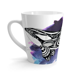Doodle Purple Blue Orca Whale Watrercolor White Latte Mug 12Oz Mug