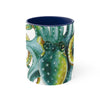 Octopus Green Watercolor on White Art Accent Coffee Mug, 11oz