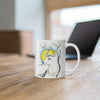 White Roe Deer Sun Yellow Ink Art Mug 11oz