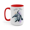 Born Free Orca Whale Color Splash Art Two-Tone Coffee Mugs, 15oz