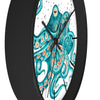 Teal Green Octopus and the Bubbles Art Wall clock