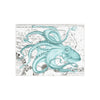 Octopus Teal Vintage Map Nautical Chic Art Ceramic Photo Tile