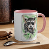 Cute Raccoon Kit Bandit Watercolor Art Accent Coffee Mug, 11oz