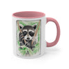 Cute Raccoon Kit Bandit Watercolor Art Accent Coffee Mug, 11oz