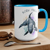 Born Free Orca Whale Color Splash Art Two-Tone Coffee Mugs, 15oz