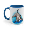 Orca Whale Watercolor Blue on White Art Accent Coffee Mug, 11oz