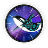 Orca Whale Tribal Teal Nebula Galaxy Ink Art Wall clock