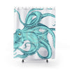 Emerald Green Octopus Dance Ink Art Shower Curtain 71 × 74 Home Decor