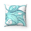 Emerald Green Octopus Ink Art Square Pillow 14 × Home Decor