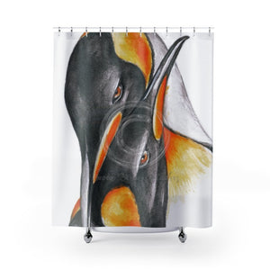 Emperor Penguin Love Watercolor Art Shower Curtain 71 × 74 Home Decor