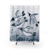 Emperors Penguins Swimming Underwater Blue Watercolor Shower Curtain 71 X 74 Home Decor